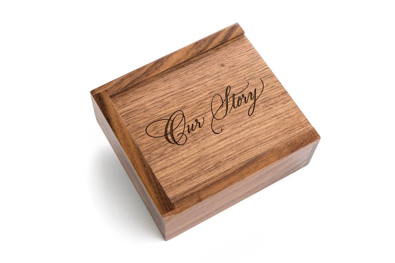 Real Wood Wedding Gift, Wooden Wedding Usb Gift, Our Story Wood Gift, Story Box, Wooden Memory Box With Usb, Usb With Inscription, Usb Box image 3