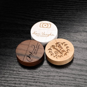 Set of 25 Wooden 128MB Round 2.0 USB Flash Drive- Personalized Custom Wooden Round Body USB Flash Drive - Laser Engrave your own design!