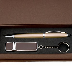 8GB USB Flash Drive Gift Set - 3 in 1 Stylus Pen Flash Drive - With Leather Executive Flash Drive - Packaged in Elegant Handmade Paperbox