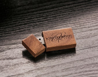 Set of 50 Wooden Walnut USB Flash Drive - Personalized Custom Wooden Walnut 2.0 USB Flash Drive - Laser Engrave your own design!