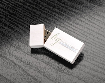 Set van 10 Bruiloft White Wash USB Flash Drive, Printed Usb, Bruiloft Usb, Witte Bruiloft Usb, Gegraveerde USB Drive, Hout USB Flash Drive