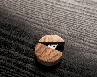 Set of 25 Wooden Walnut 2.0 Flash Drive - Bulk Pack - USB 2.0 Wood Walnut Round Design - Wood USB Flash Drive