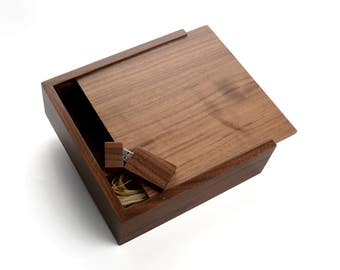 Wood Photo Box, USB Flash Drive, Wooden Box, USB Stick, 4 x 6, Photo Storage Box, Keepsake Box, Wedding Memory Box, Custom USB, Photo Gifts