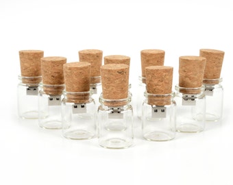 Set of 10 Cork Bottle 2.0 USB Flash Drive - Bulk Pack - Message in a Bottle Design - Bottle with Cork Flash Drive.