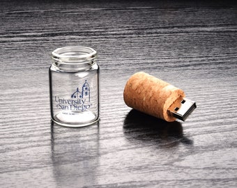 Set of 50 Cork Bottle 2.0 Flash Drive - Personalized Custom One Color Print USB Flash Drive - Message in the Bottle!