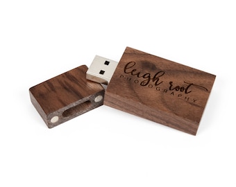 Set Of 5 Wooden Walnut Flash Drive, Wooden Usb Drive, Usb Drive, Custom Flash Drive, Custom Usb, Flash Drive Box, Wooden Usb Box, Usb Gift