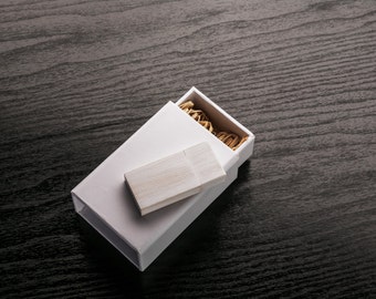Maple Wooden Antique Style 2.0 Flash Drive - Stained in Wedding White - Hand made 2 piece paper box