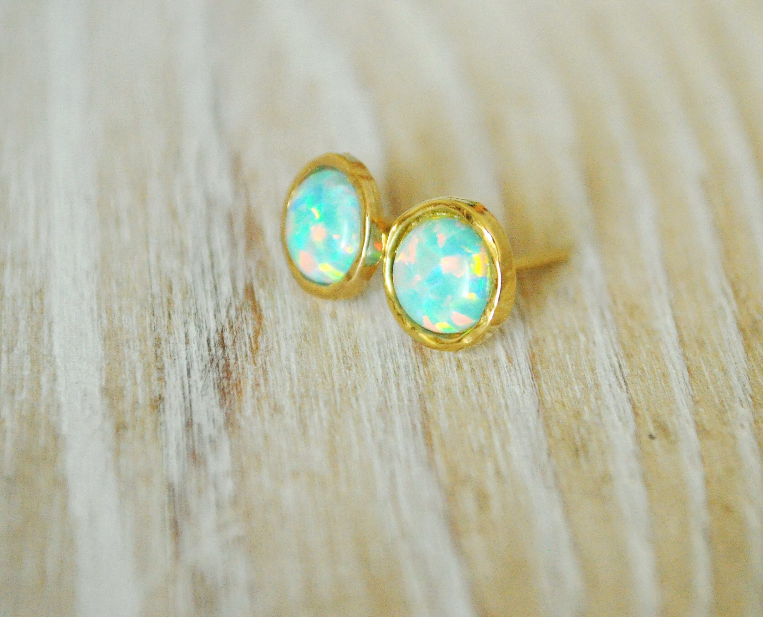 Opal Earrings. White Opal Stud Earrings. Opal Studs Earrings. Etsy