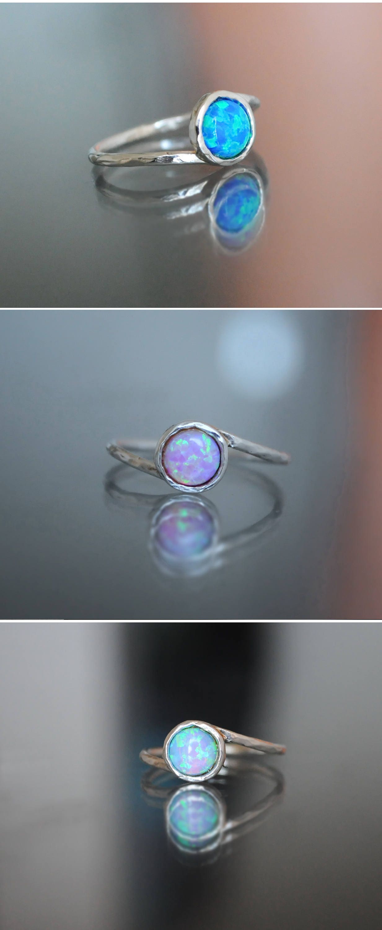Fire Opal Rings. Opal Ring. Mothers Day Gift. Dainty Stack | Etsy
