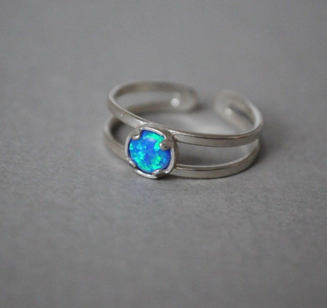 Blue Opal ring. Adjustable ring. Opal Ring Sterling Silver. | Etsy
