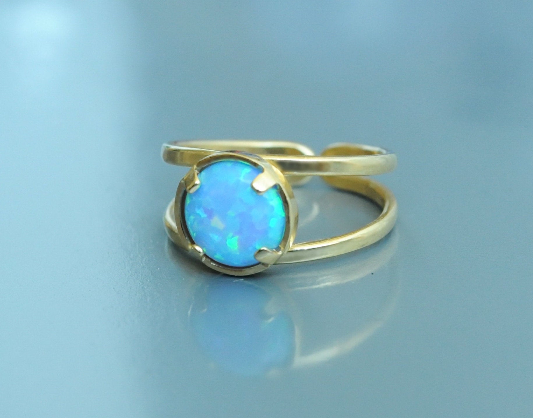 Blue Opal ring. Adjustable ring. Opal Ring Sterling Silver. | Etsy