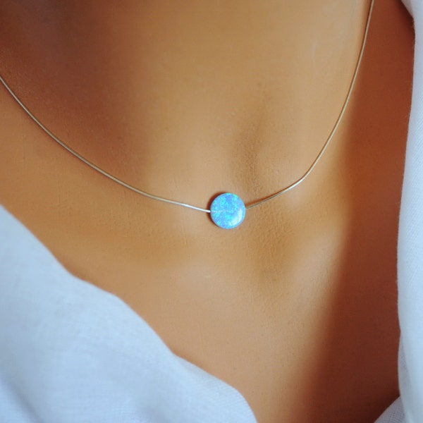 Opal necklace. Christmas gift. Choker Opal. Fire necklace opal. October birthstone. Opal coin. Gift for mom. dainty choker. opal ring.