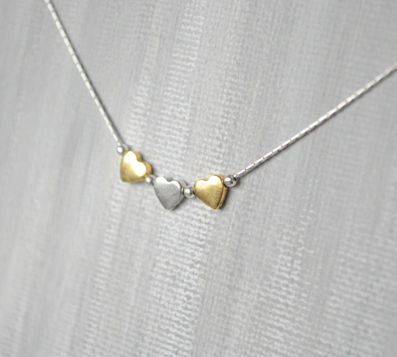 3 Heart Necklace. Tiny Heart Necklace. Christmas Gift. Tiny Etsy