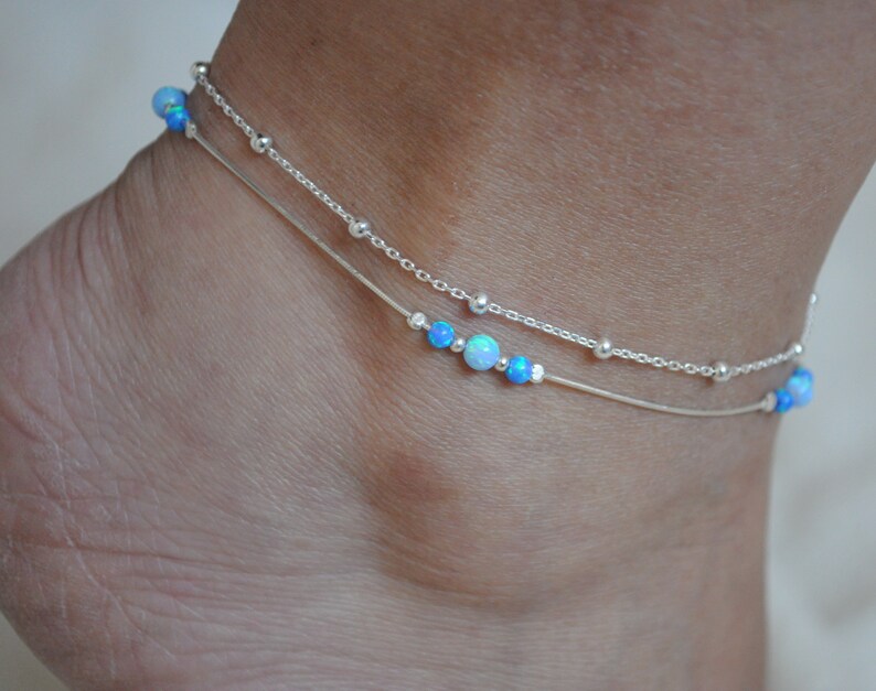 Dainty Anklet. Opal Anklet. Beach Anklet. Ankle Bracelet. Etsy