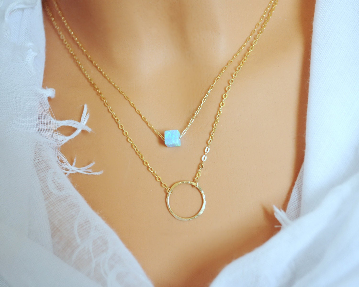 Layered Circle Necklace. layered Gold Necklace. 14k GoldFilled Etsy