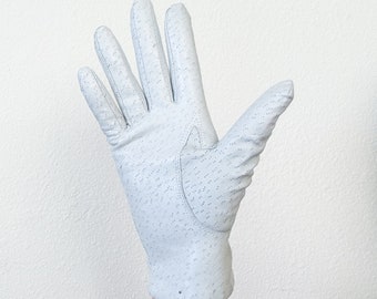 1960s Van Raalte Pale Gray Leather Gloves | Vintage Acrylic Lined Medium Size