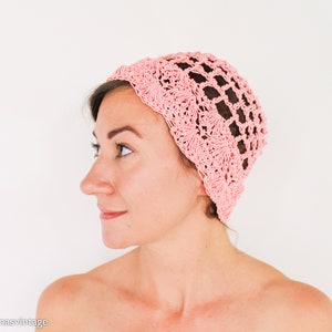 1970s Pink Crochet Hat 70s Pink Crochet Cloche 1920s-like Pink Cloche One Size image 4