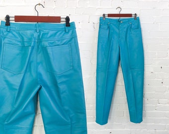 royal blue leather pants