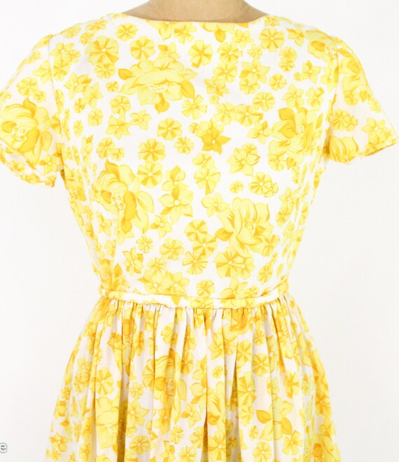 1950s Yellow Floral Print Dress | 50s Yellow Flow… - image 8