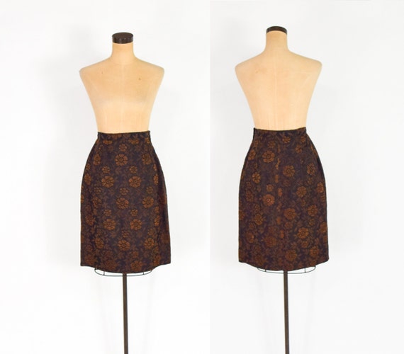 1960s Brown Brocade Suit | 60s Black & Brown Broc… - image 7
