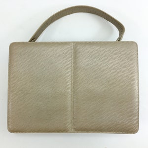 1960s Beige Leather Handbag 60s Tan Leather Box Handbag Andrew Geller image 2