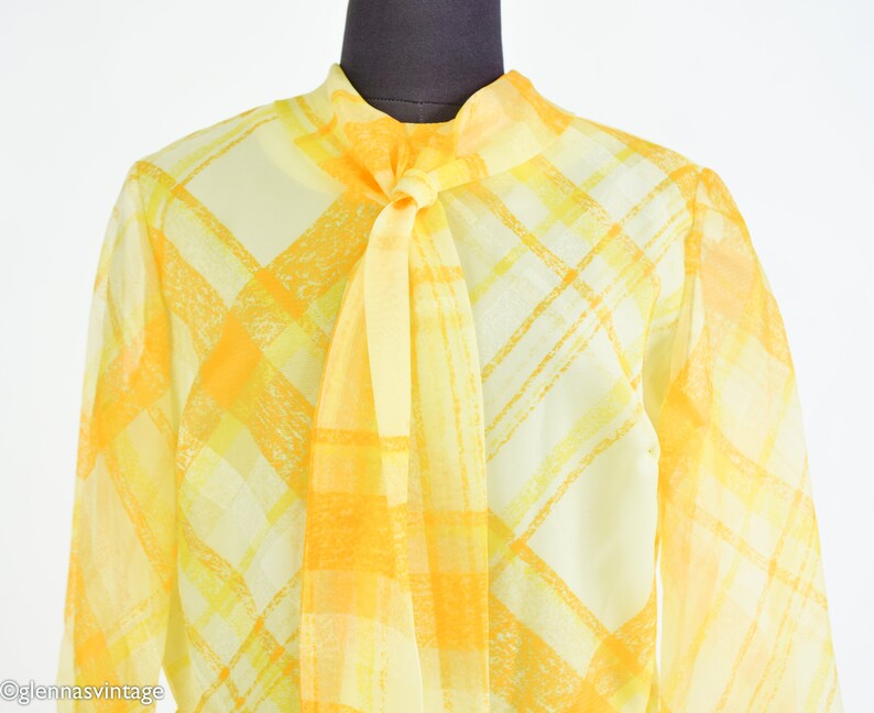 1970s Yellow Plaid Maxi Dress 70s Yellow Evening Dress Yellow Bridesmaid Dress Avalon Classics Size 10 & 16 image 10