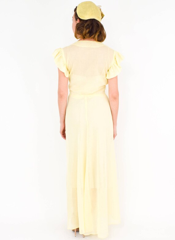 1940s Yellow Cotton Party Dress | 40s Yellow Shee… - image 7