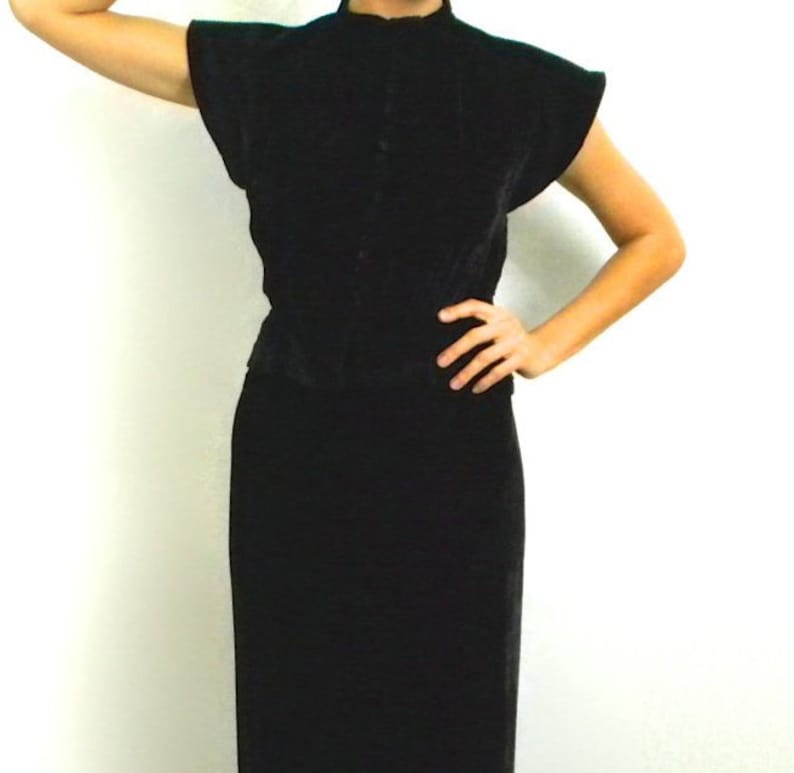 1930s Black Silk Velvet Gown 30s Black Silk Velvet Evening - Etsy