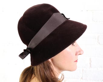 Vintage Womens Brown Velour Bucket Hat Size M Brown Velour  display picture 1