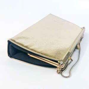 Bolso convertible dorado de los años 60 / Cartera de mano de tres posiciones de cuero negro y dorado de los años 60 / Bolsos L & M