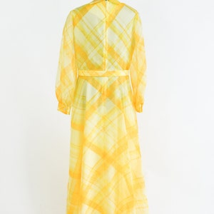 1970s Yellow Plaid Maxi Dress 70s Yellow Evening Dress Yellow Bridesmaid Dress Avalon Classics Size 10 & 16 image 6