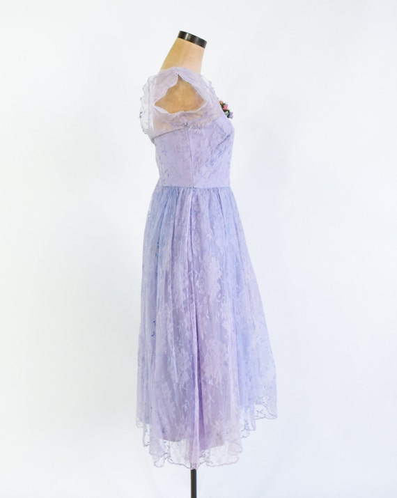 1940s Lavender Purple Lace Evening Dress | 40s La… - image 6