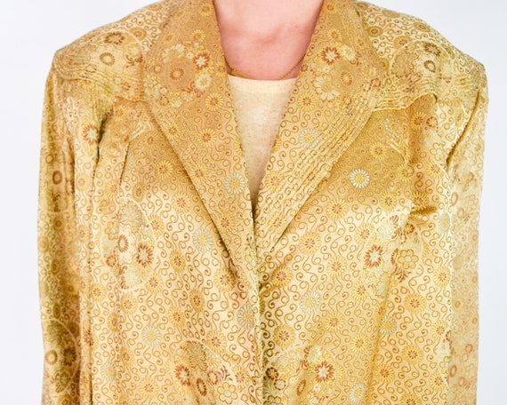 1940s Gold Silk Asian Evening Coat | 40s Gold Sil… - image 7