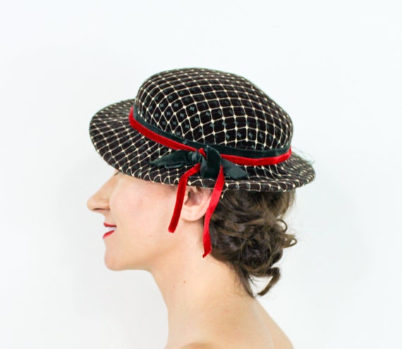 1940s Brown Wool Velour Hat | 40s Brown Wool Small