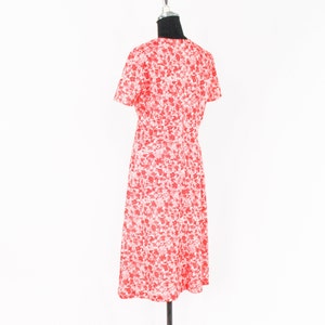 1960s Red Floral Day Dress 60s Red & White Flower Dress Medium image 4