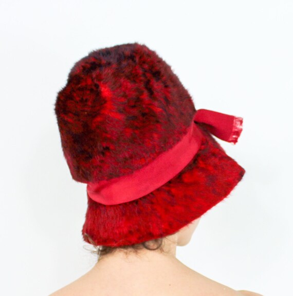 1960s Red Mohair Hat | Cranberry Bucket Hat | Mr John… - Gem display picture 2