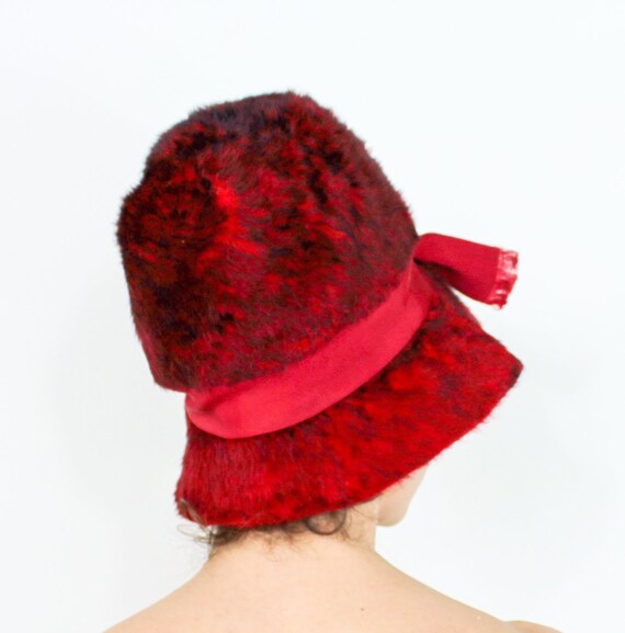 1960s Red Mohair Hat | 60s Cranberry Mohair Bucke… - image 5