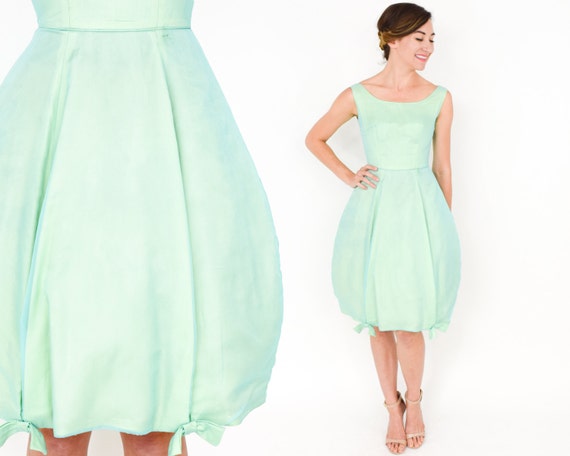 1960s Green Party Dress | 60s Green Bubble Dress |