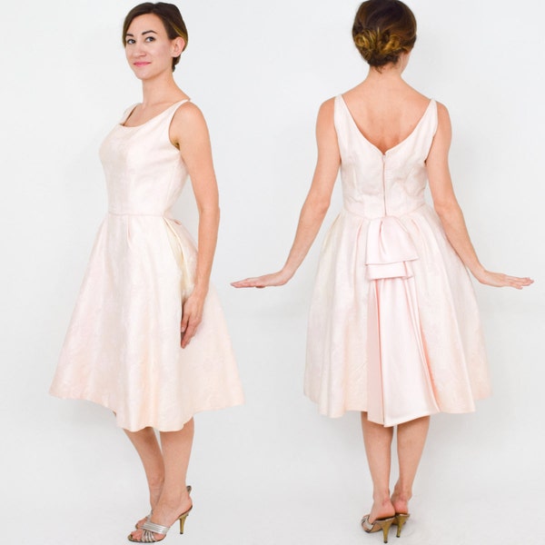 Lorrie Deb Dress 1950s Pink Brocade Party Dress | 50s Pink Brocade Evening Dress |  Pink Prom Dress | Lorrie Deb | Small