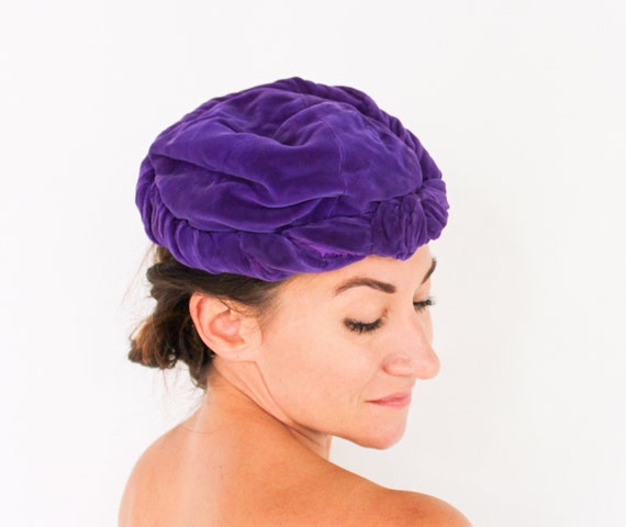 1920s-1930s Purple Silk Velvet Hat | 20s Purple V… - image 1
