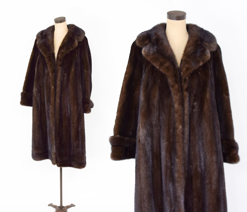1950s Brown Mink Coat 50s Dark Brown Mink Evening Coat Etsy