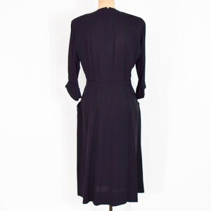 1940s Black Crepe Dress 40s Black Crepe Sheath Dress A Kay Carter Originals Medium image 5