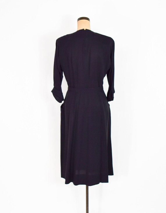 1940s Black Crepe Dress | 40s Black Crepe Sheath … - image 5