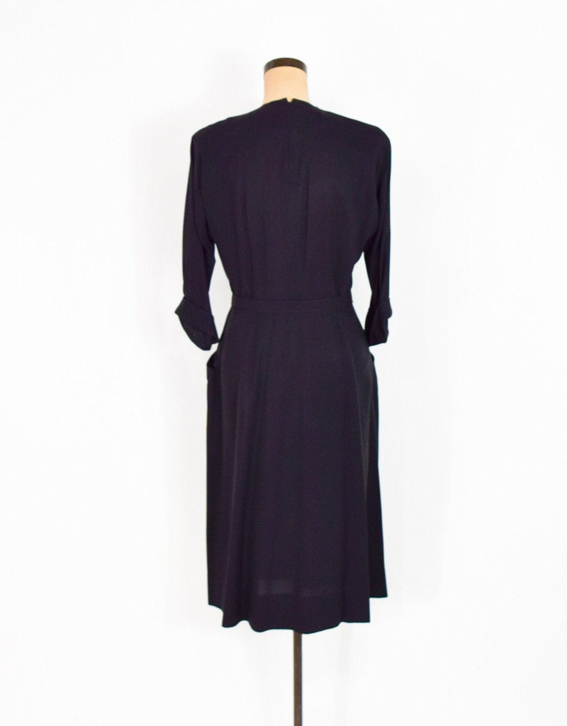 1940s Black Crepe Dress 40s Black Crepe Sheath Dress A Kay Carter Originals Medium image 5