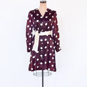 1960s Brown Polka Dot Dress 60s Brown & White Mini Dress Medium image 2