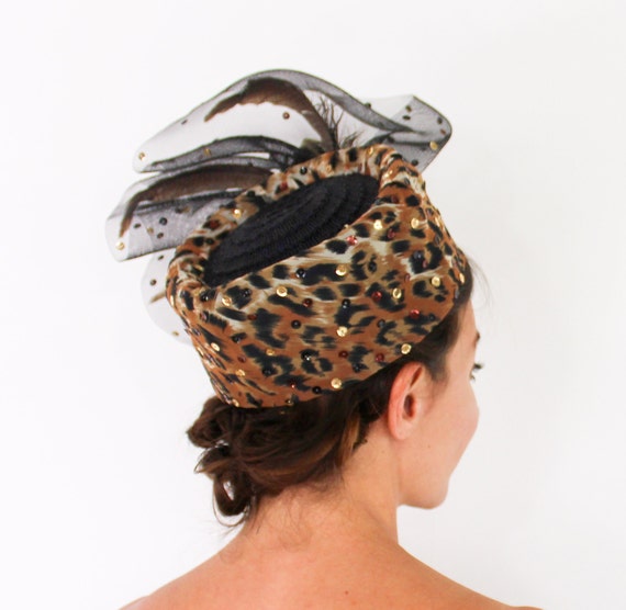 1980s Leopard Hat | Leopard Fascinator - image 7