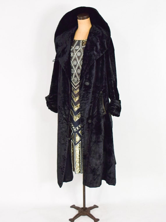 1900s Black Velvet Coat | Black Cotton Velvet Coa… - image 6