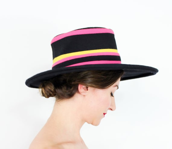 Mr Blackwell | 1980s Black Wide Brim Wool Hat | 8… - image 1