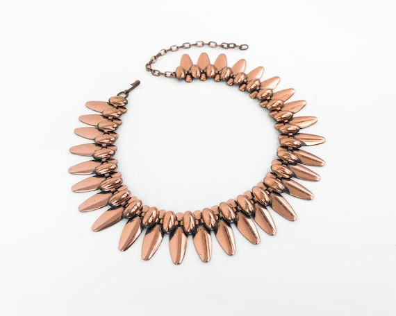 1950s Copper Necklace | 50s Copper Choker Necklac… - image 2