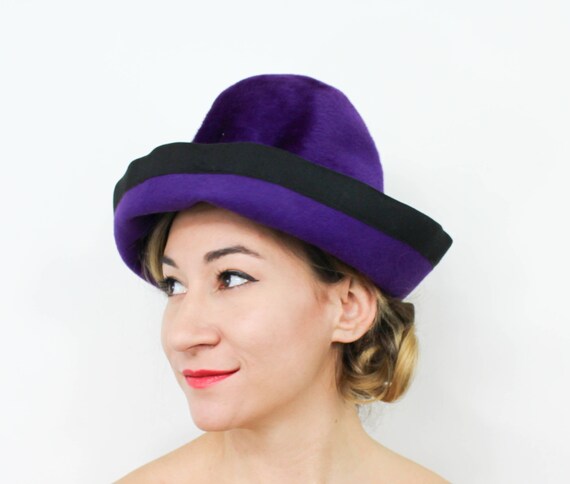 Mr. John Jr. |1960s Purple Wool Velour Brim  Hat … - image 2